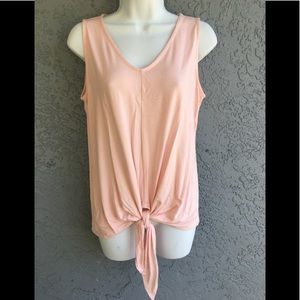 Sleeveless tie front top
